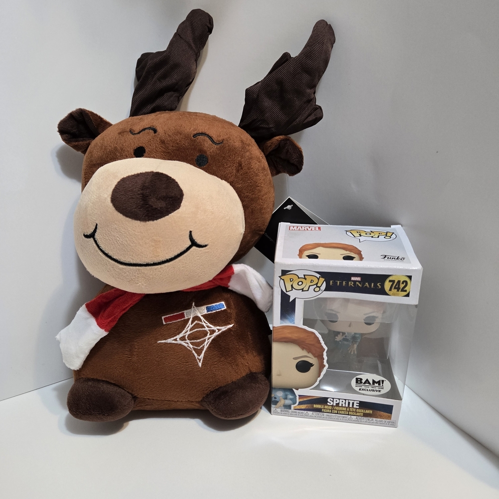 Cozy Brown Reindeer Plush And Pop Sprite Both NWT